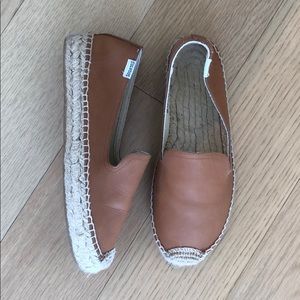 SOLUDOS Leather Platform Smoking Slipper Tan 7